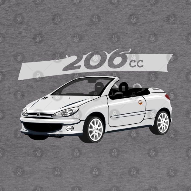 City car 206 cc Coupe Cabriolet france silver by creative.z